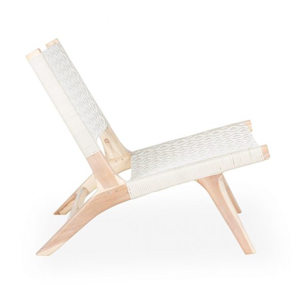 White rattan low chair.