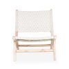 White synthetic rattan low chair.