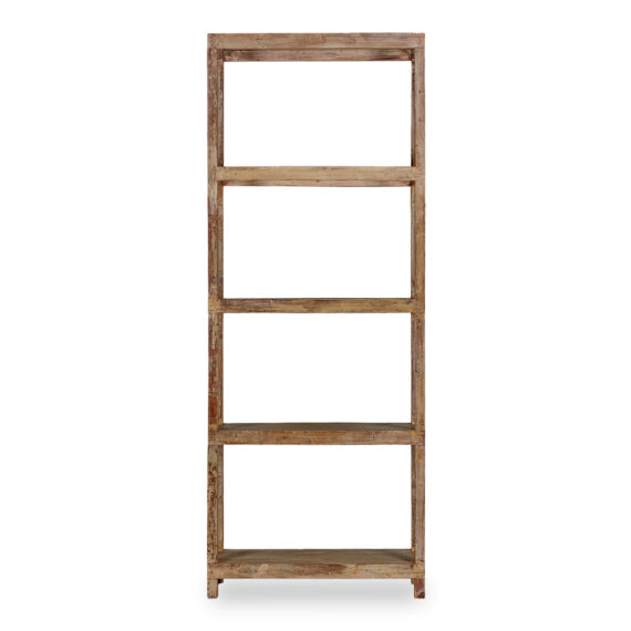 Tall and narrow shelving unit.