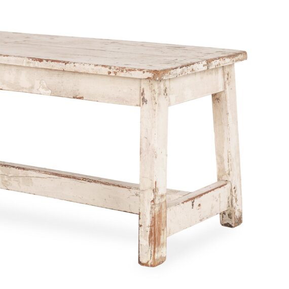 Antique white bench.