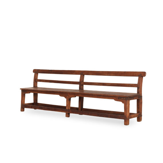 Wood bench with back.