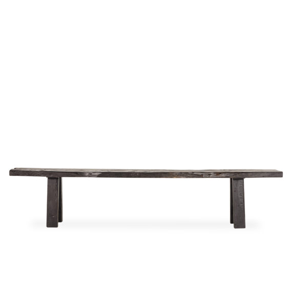 Narrow wooden bench.