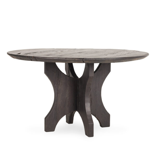 Round wood tables.