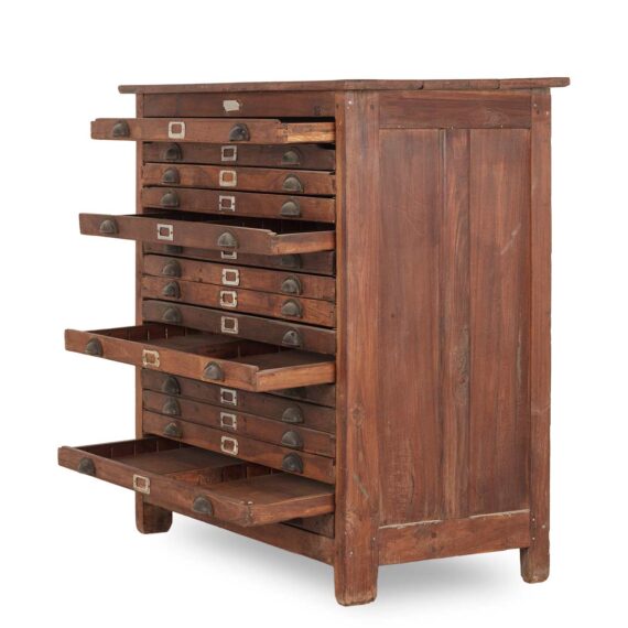 Antique letterpress cabinets.