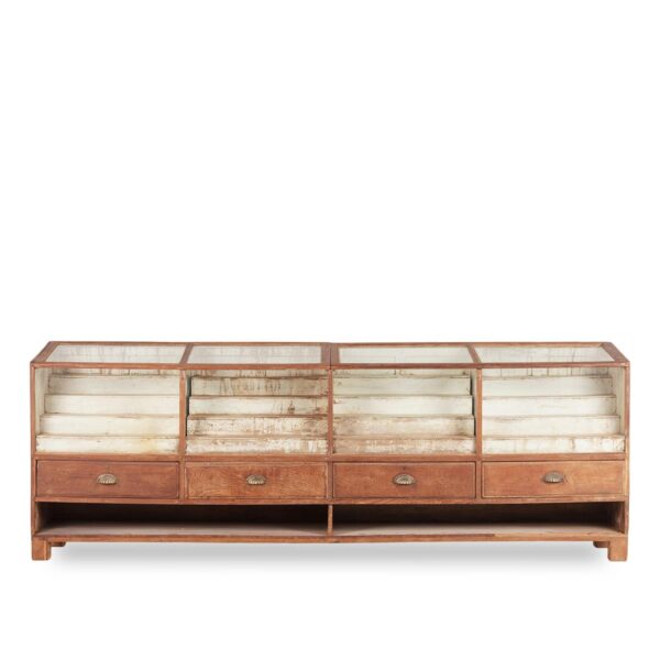 Vintage wooden display cabinets.